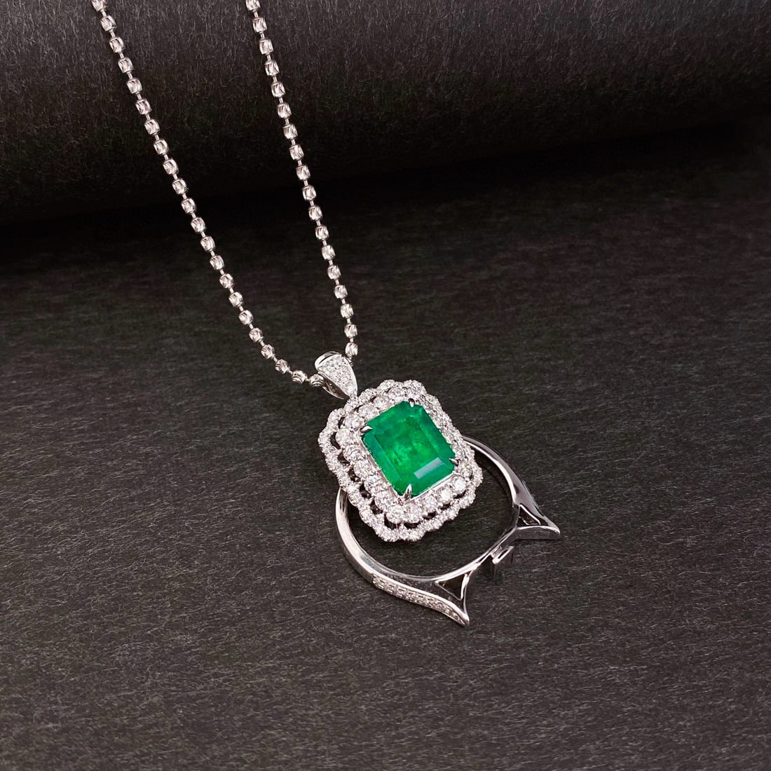 14k Gold 3.63 Ctw Vivid Green Natural Emerald & Diamond Ring/pendant( Without Chain ) - 4