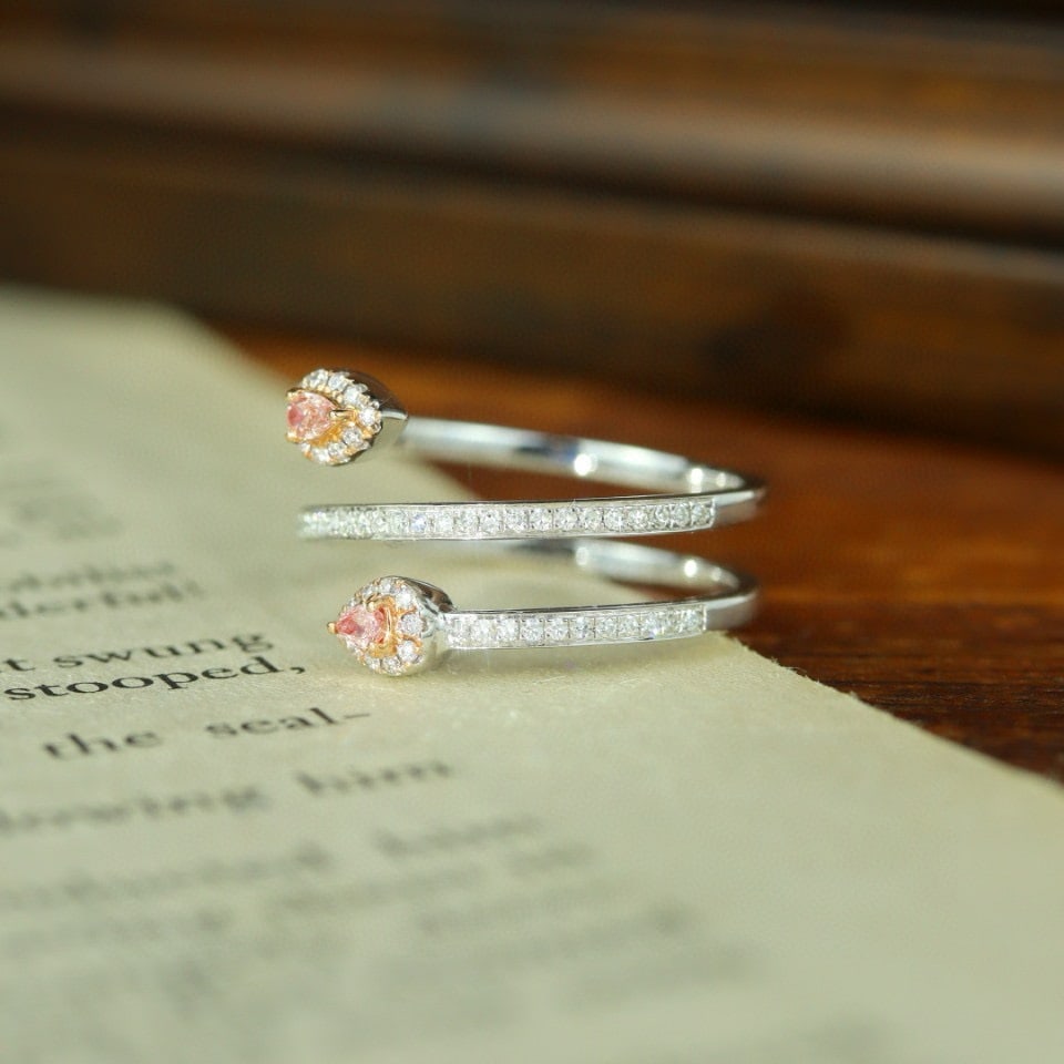 14k Gold 0.43 Ctw Natural Pink Diamond & Diamond Ring - 3