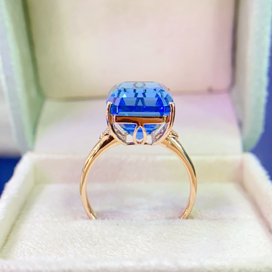 14k Gold 10.92 Ctw Natural Topaz & Diamond Ring - 5