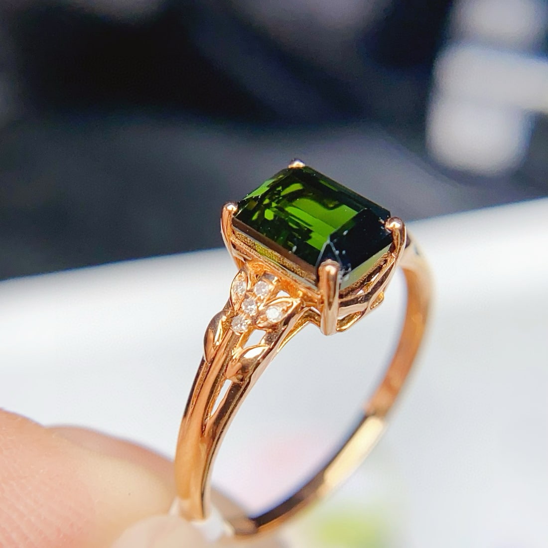 14k Gold 1.6 Ct Natural Tourmaline & Diamond Ring - 2