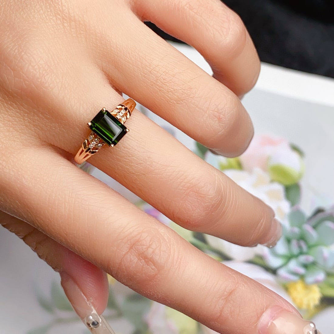 14k Gold 1.6 Ct Natural Tourmaline & Diamond Ring - 5