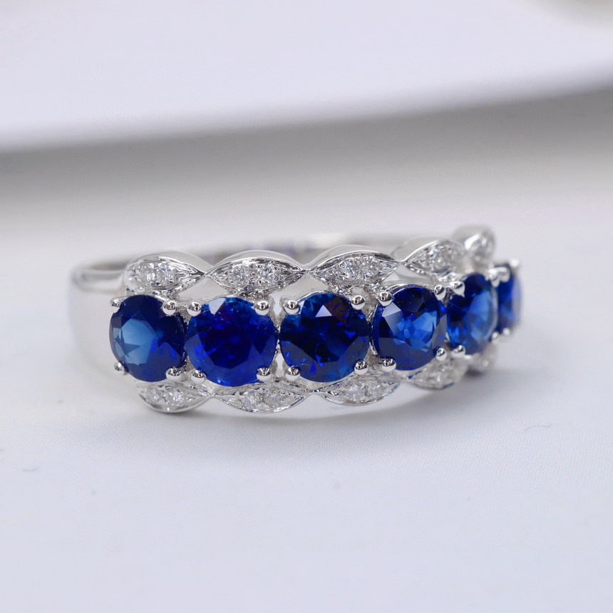 14k Gold 1.36 Ctw Natural Sapphire & Diamond Ring - 2