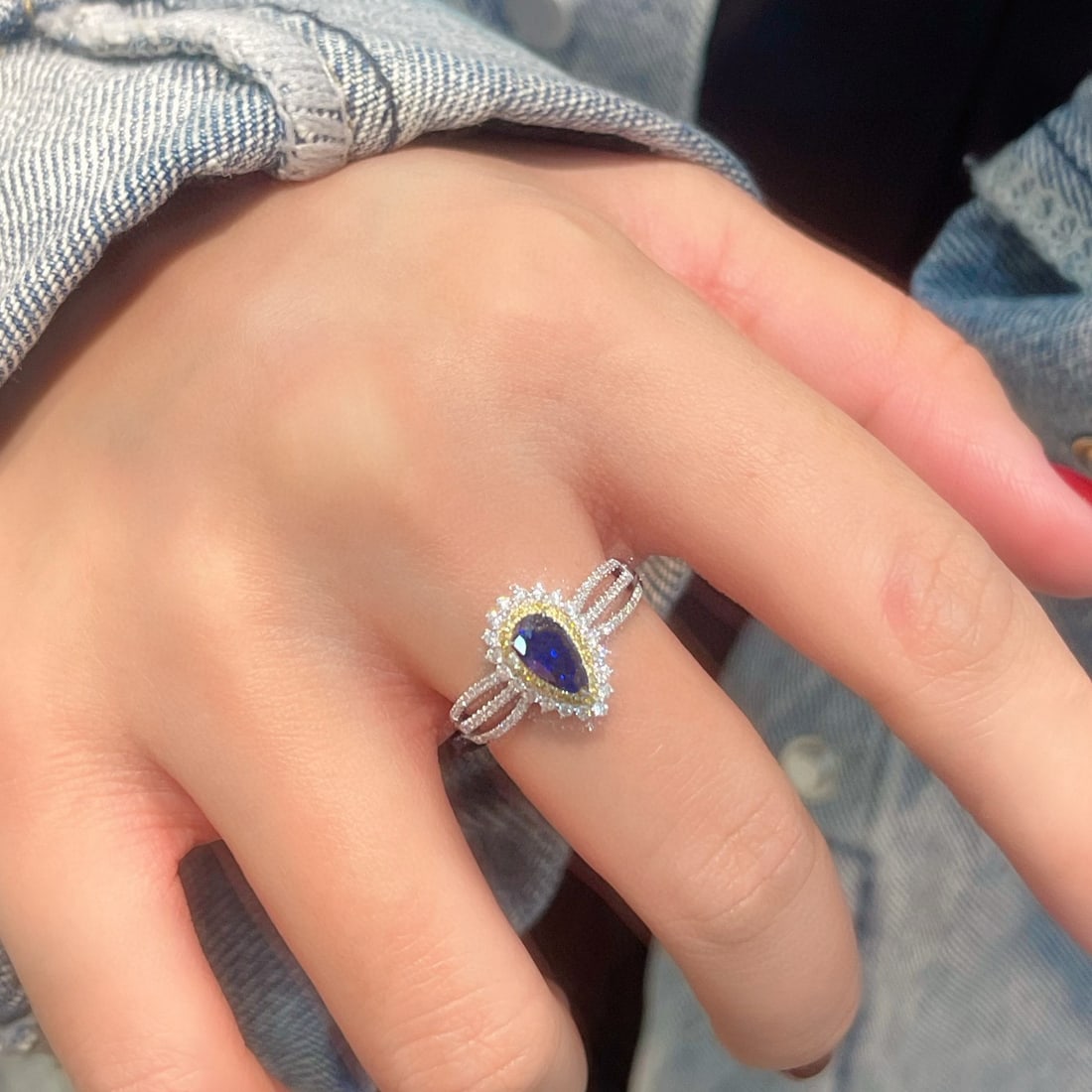 14k Gold 1.58 Ctw Natural Sapphire & Diamond Ring - 4