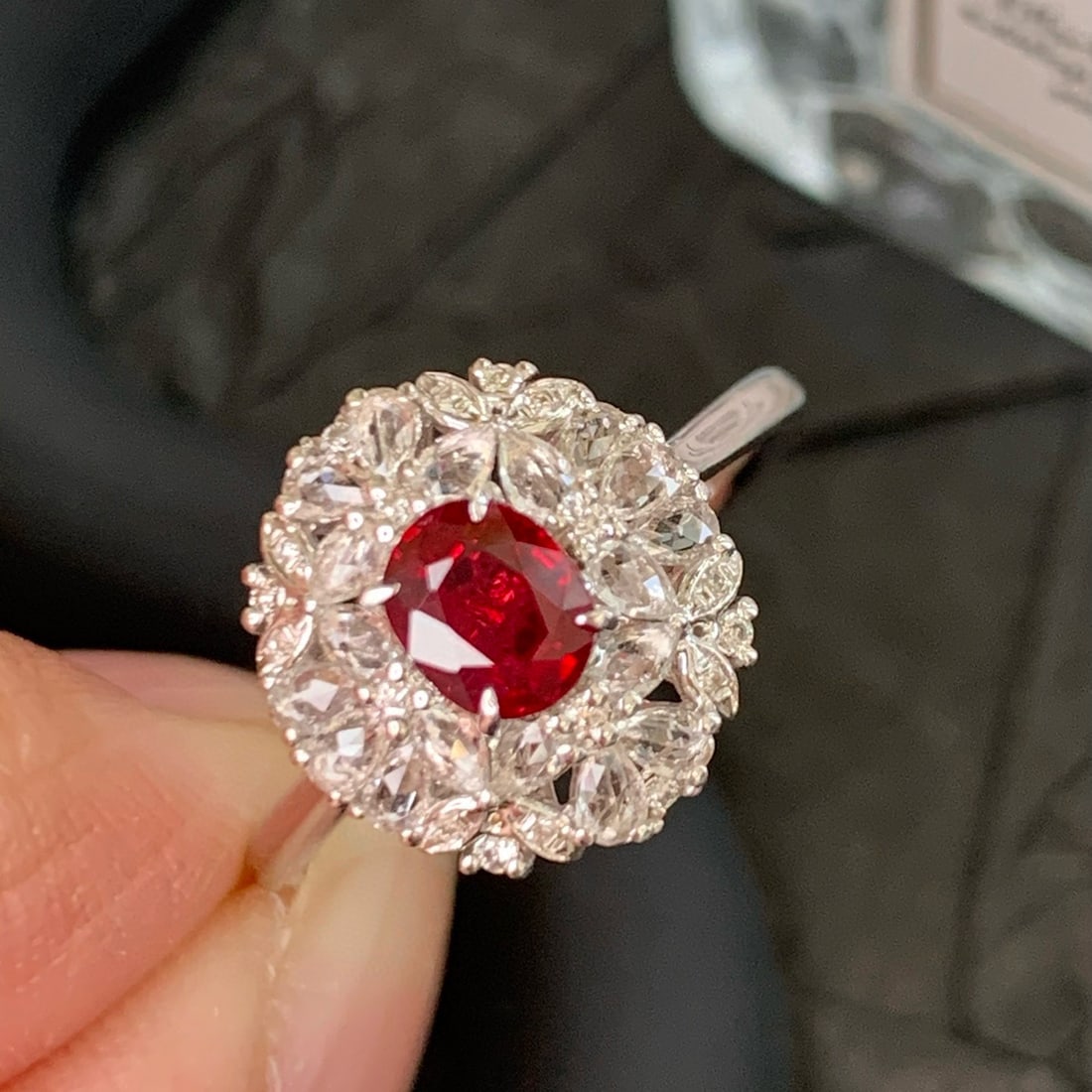 14k Gold 0.55 Ct Natural Ruby & Diamond & Sapphire Ring: Ref:230948149 // gold content:14k gold // ring size:7. 25us // // main gemstone:ruby // shape:oval // carat weight:0. 55ct // color:pigeonblood red // treatment:natural // // adjacent gemstone 2 :