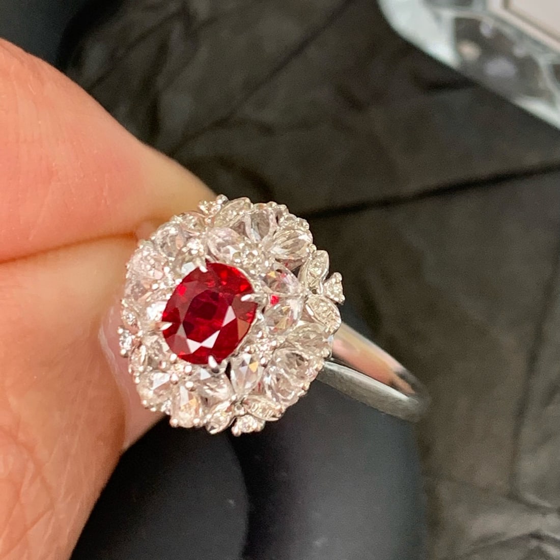 14k Gold 0.55 Ct Natural Ruby & Diamond & Sapphire Ring - 2