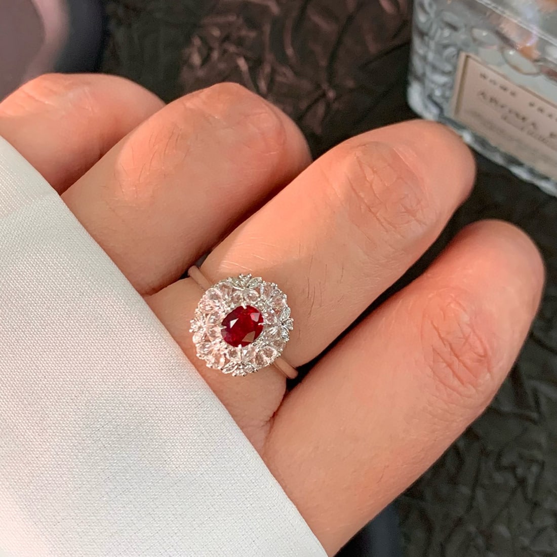 14k Gold 0.55 Ct Natural Ruby & Diamond & Sapphire Ring - 4