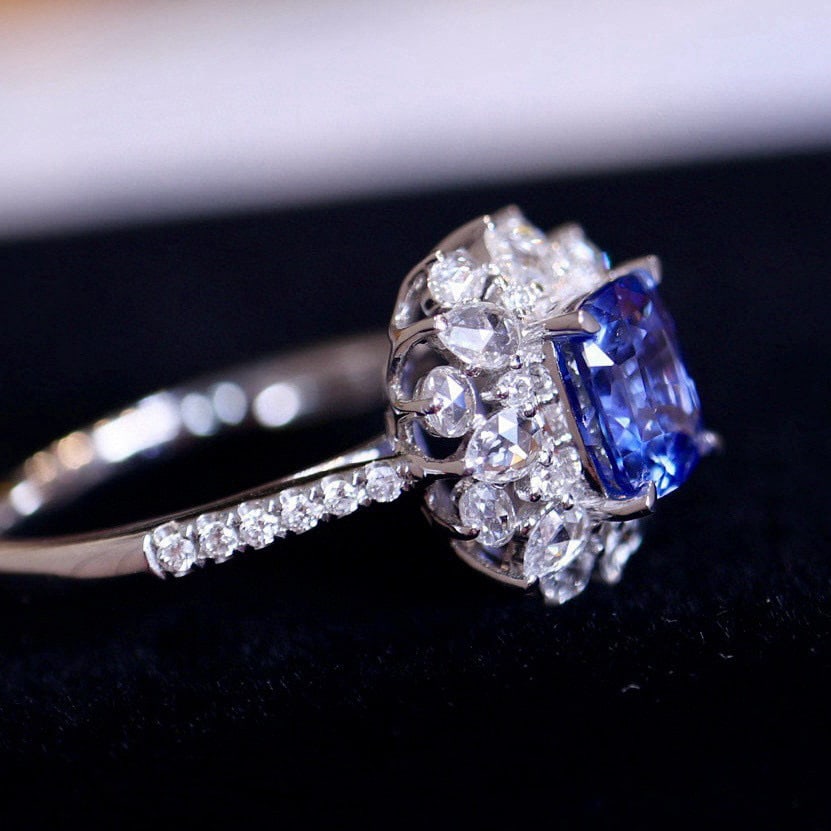 14k Gold 1.52 Ct Natural Sapphire & Diamond Ring - 3