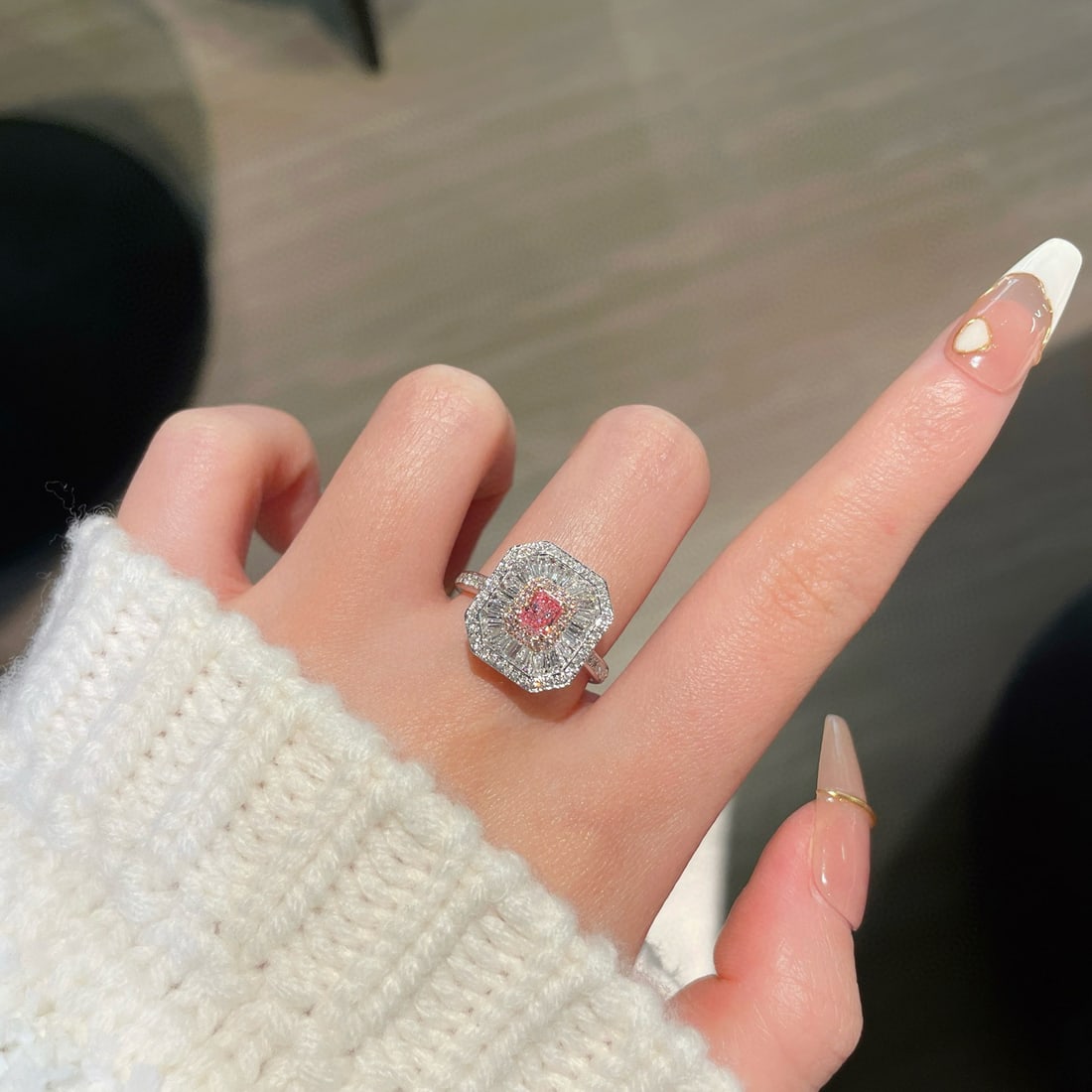 14k Gold 1.16 Ctw Natural Pink Diamond & Diamond Ring/pendant( Without Chain ) - 5