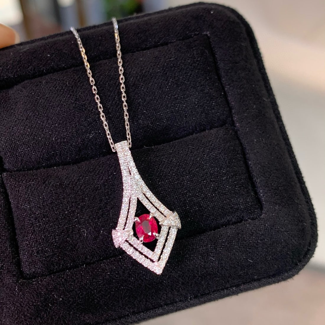 14k Gold 0.67 Ctw Natural Ruby & Diamond Necklace - 5