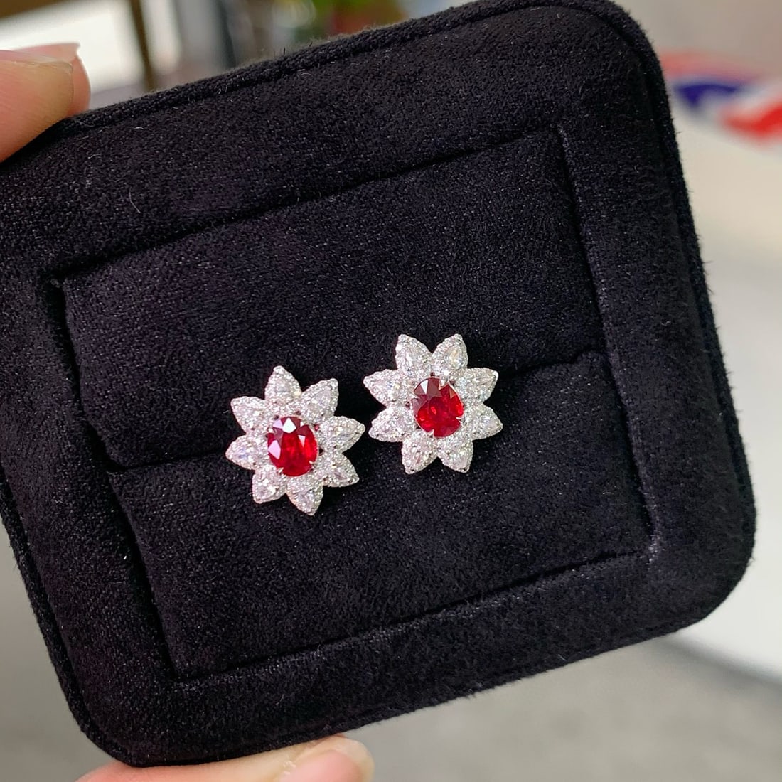 14k Gold 1.41 Ctw Natural Ruby & Diamond Earrings - 5