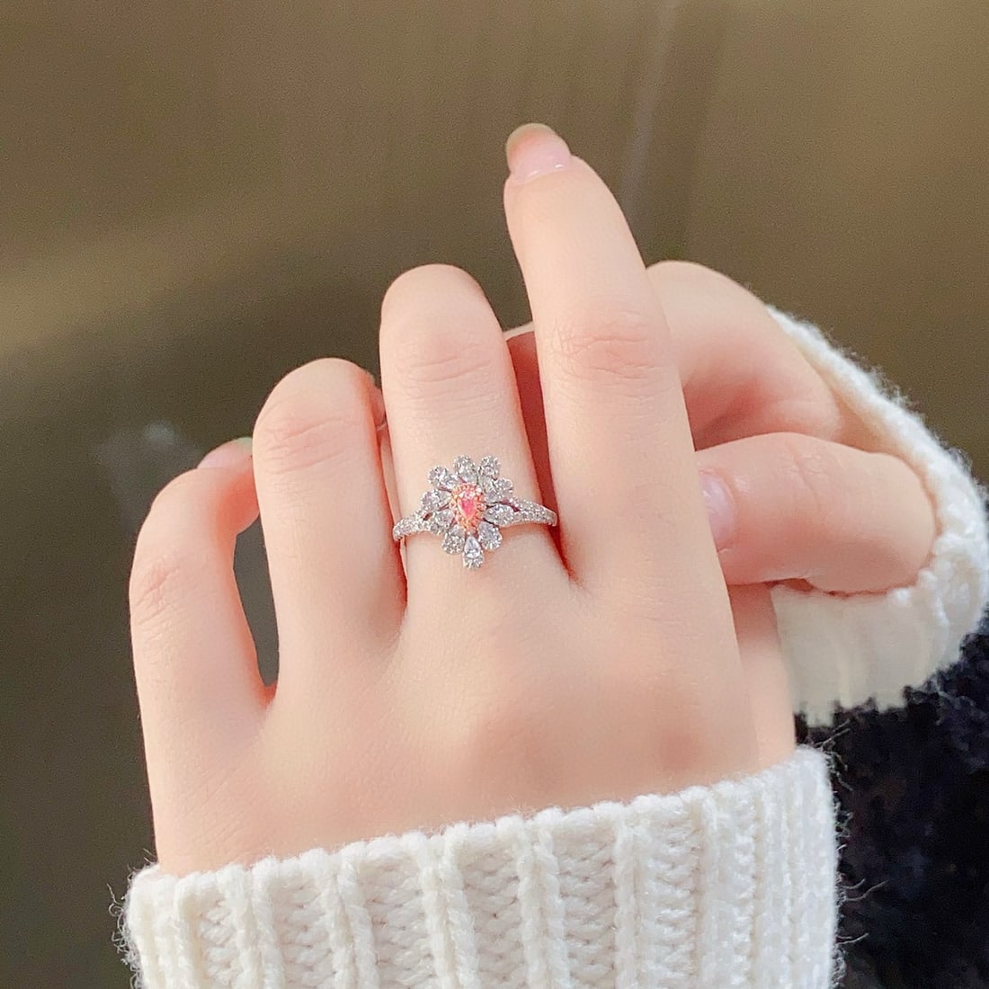 14k Gold 0.63 Ctw Natural Pink Diamond & Diamond Ring - 2