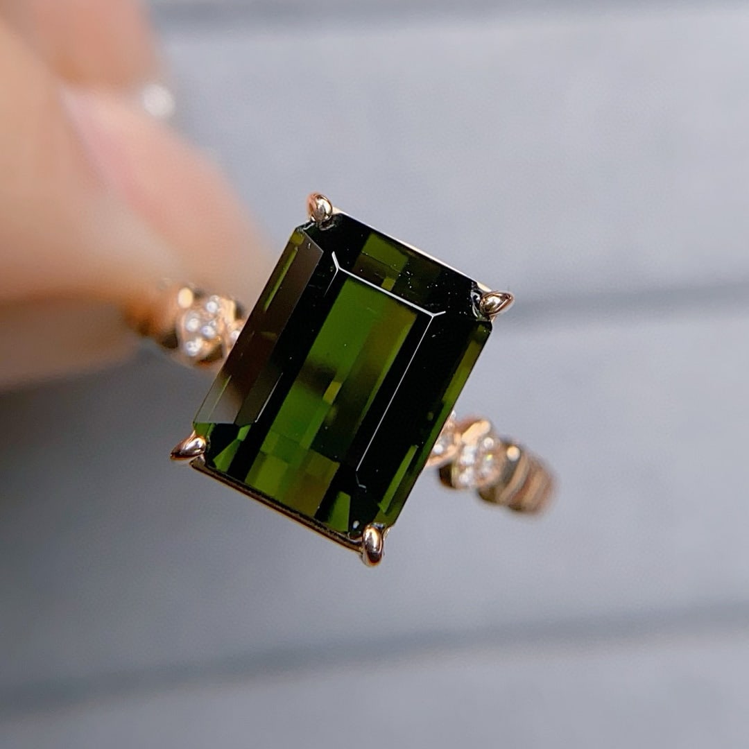 14k Gold 3.29 Ctw Natural Tourmaline & Diamond Ring - 3