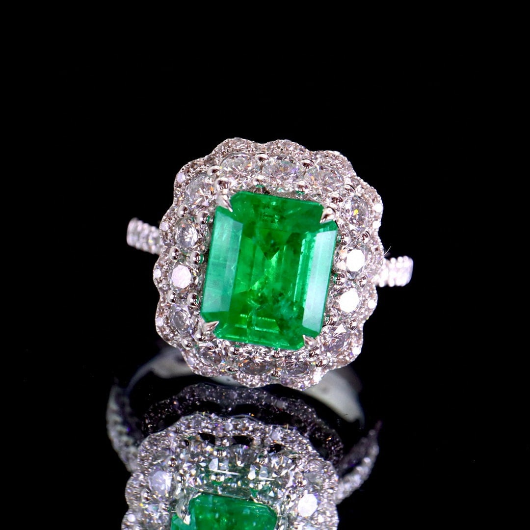 14k Gold 3.03 Ctw Vivid Green Natural Emerald & Diamond Ring - 3