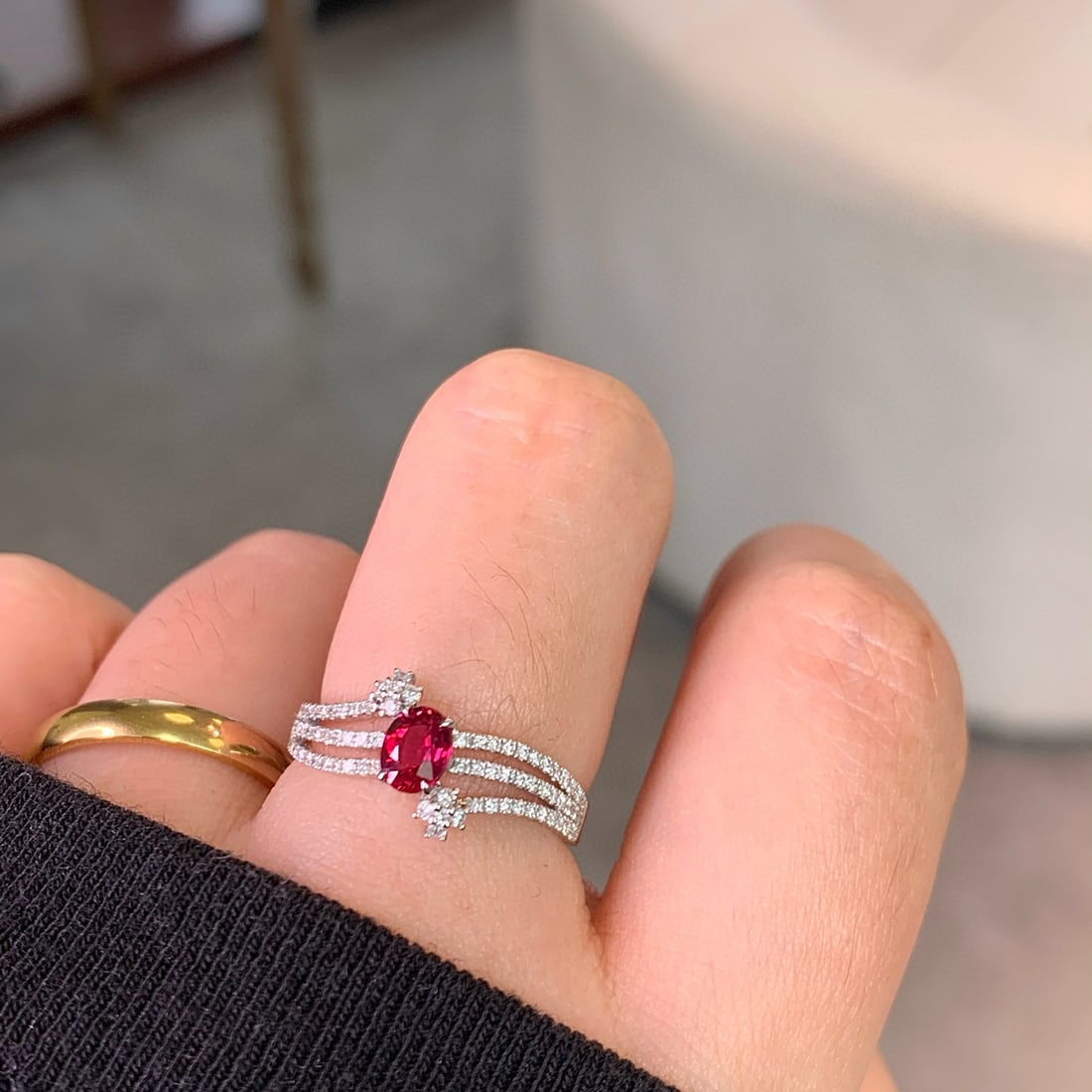 14k Gold 0.76 Ctw Natural Ruby & Diamond Ring - 5