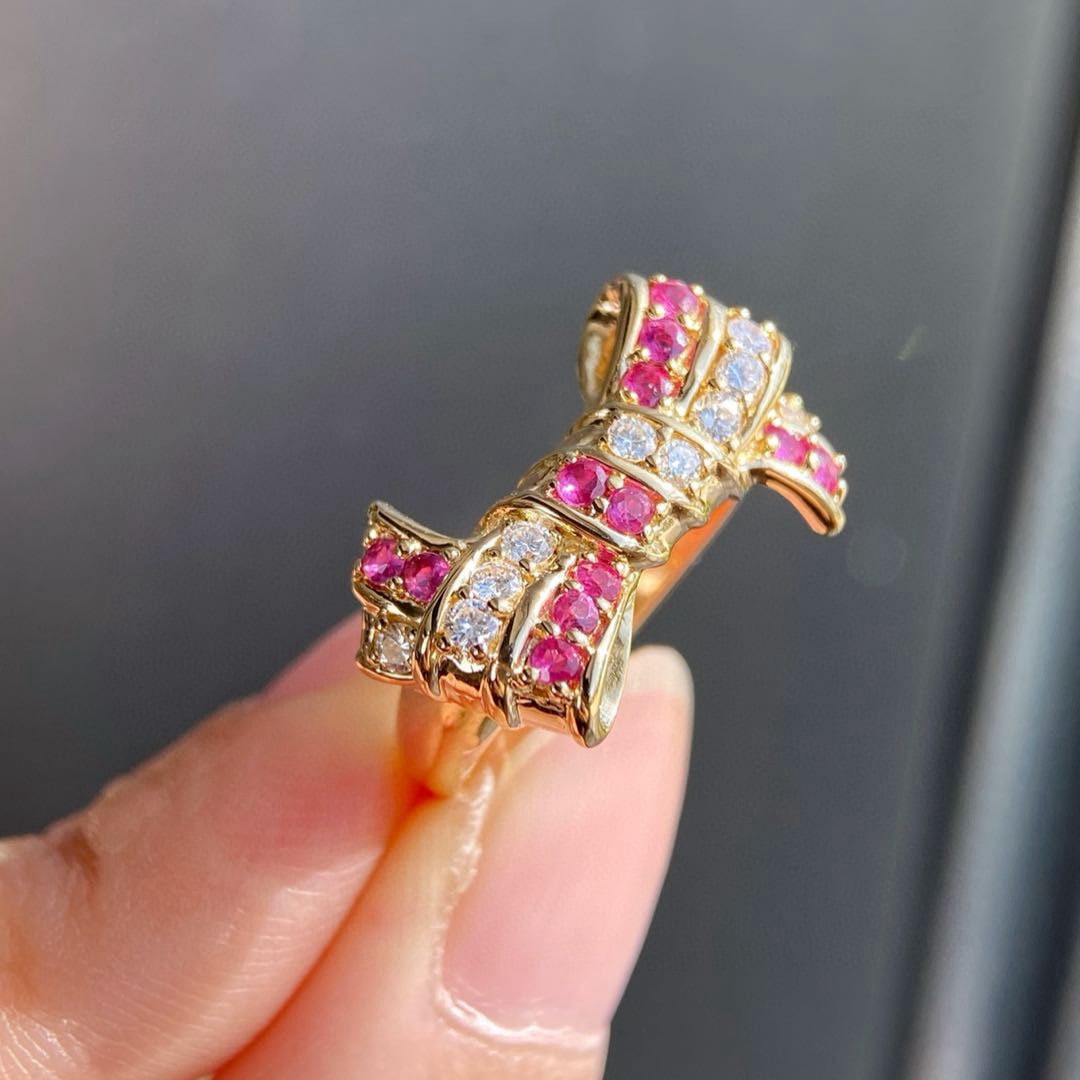 14k Gold 0.60 Ctw Natural Ruby & Diamond Ring - 2