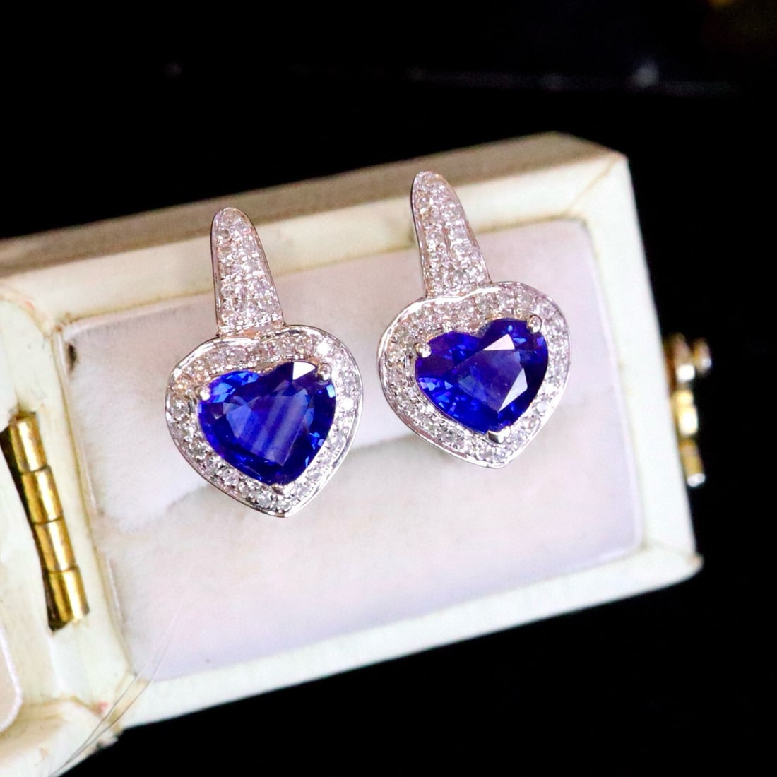 14k Gold 1.62 Ctw Natural Sapphire & Diamond Earrings - 2