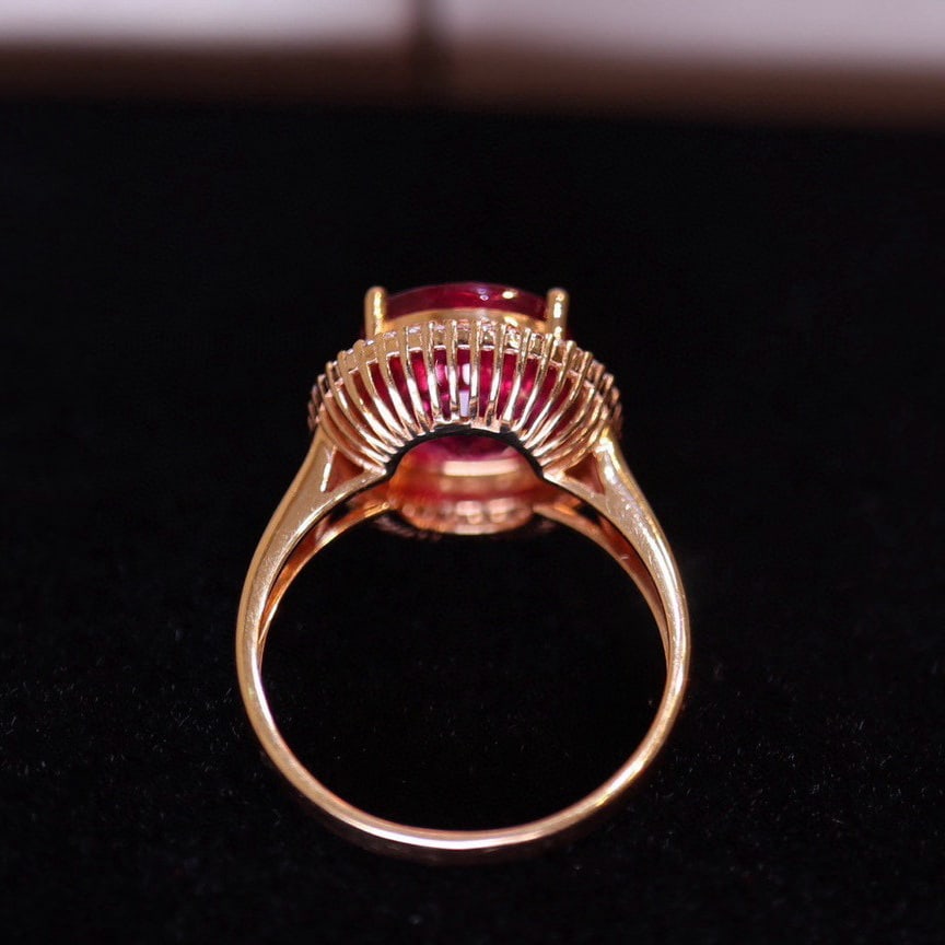 14k Gold 5.1 Ct Natural Tourmaline & Diamond Ring - 4