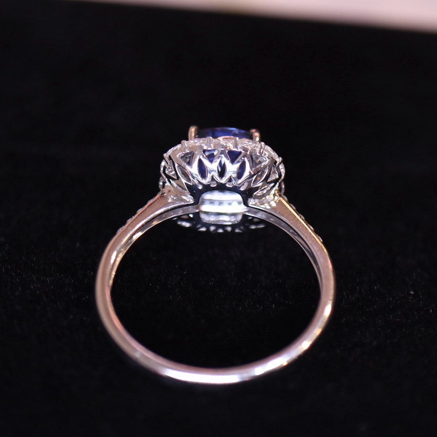 14k Gold 2 Ct Natural Sapphire & Diamond Ring - 4