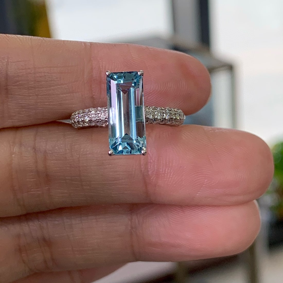 14k Gold 3.76 Ctw Natural Aquamarine & Diamond Ring - 2