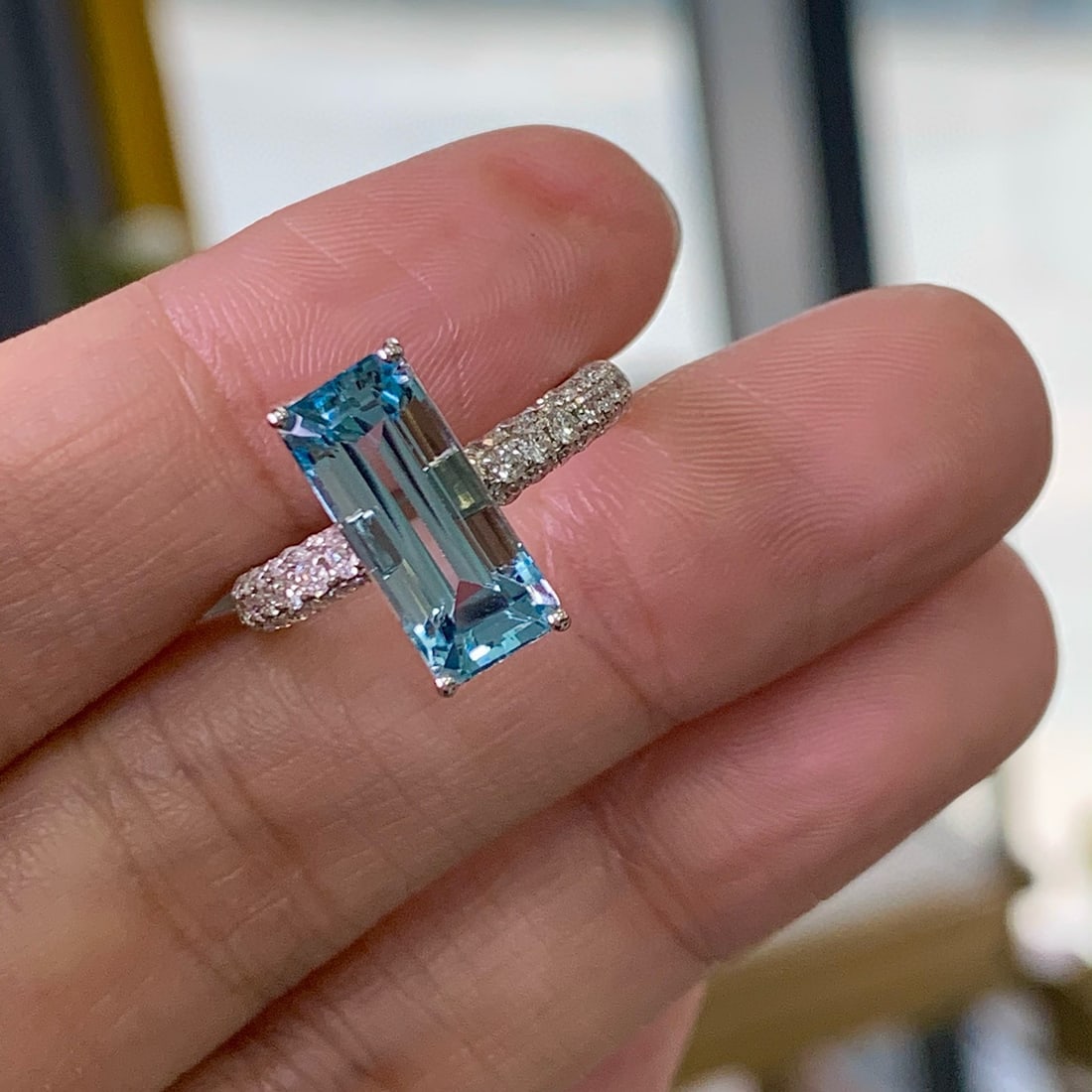 14k Gold 3.76 Ctw Natural Aquamarine & Diamond Ring - 5