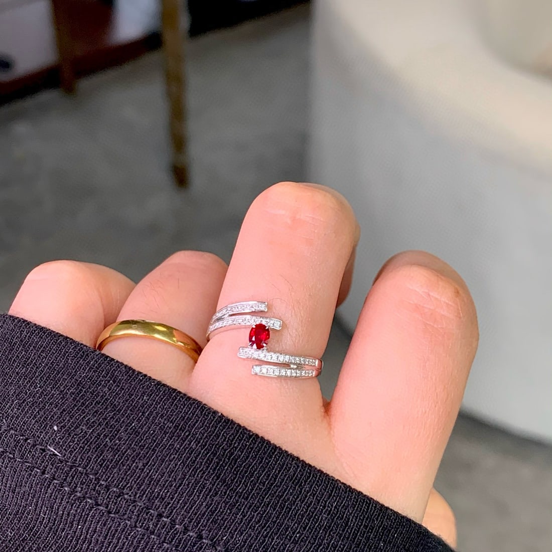 14k Gold 0.42 Ctw Natural Ruby & Diamond Ring - 4