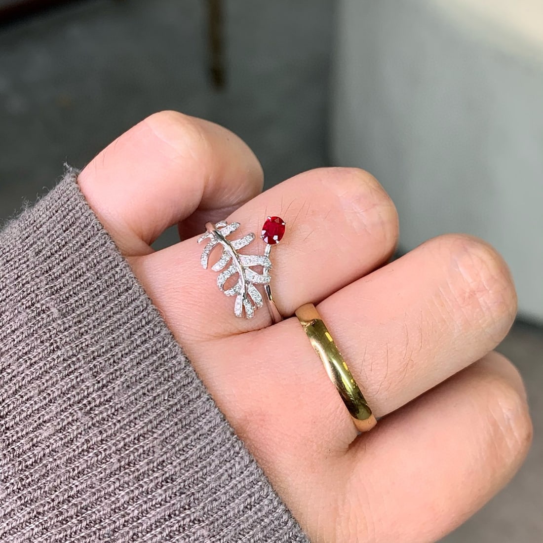 14k Gold 0.34 Ctw Natural Ruby & Diamond Ring - 3