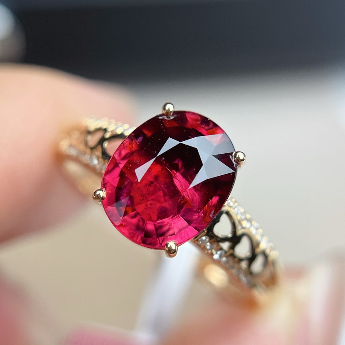 14k Gold 1.90 Ct Natural Tourmaline & Diamond Ring - 4