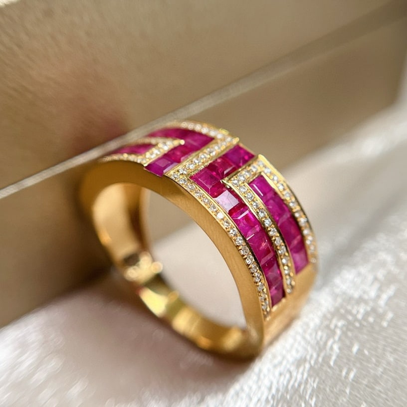 14k Gold 3.00 Ct Natural Ruby & Diamond Ring - 3