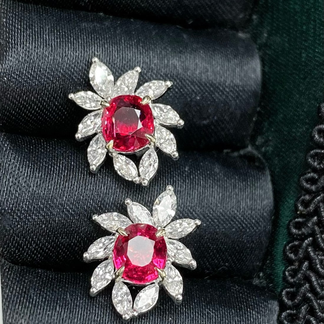 14k Gold 2.12 Ct Natural Ruby & Diamond Earrings - 3