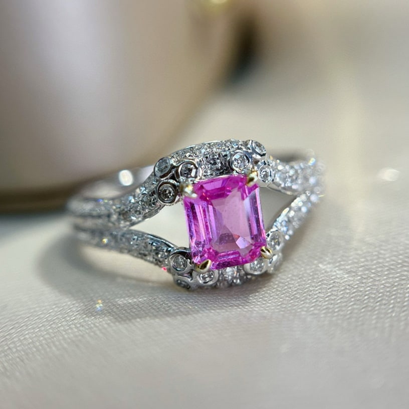 14k Gold 1.15 Ct Natural Sapphire & Diamond Ring - 4