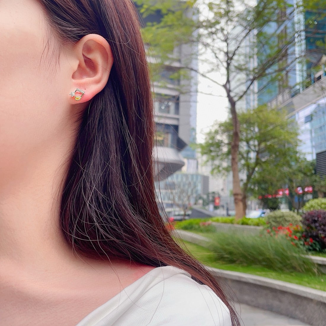 14k Gold 0.52 Ctw Natural Yellow Diamond & Diamond Earrings - 3