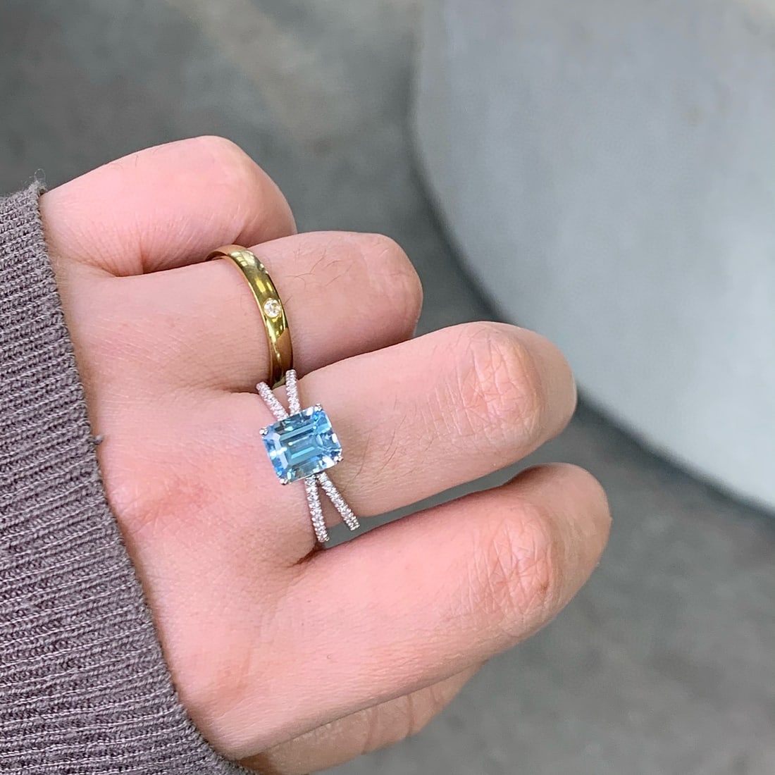 14k Gold 1.93 Ctw Natural Aquamarine & Diamond Ring - 3