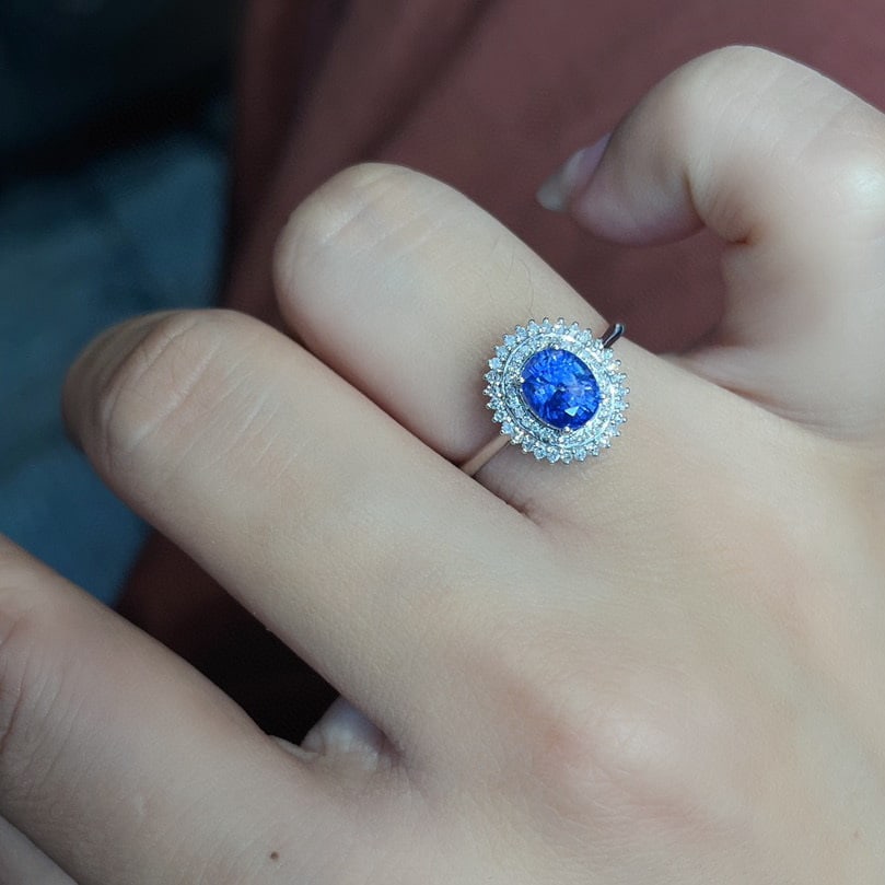 14k Gold 1.55 Ct Natural Sapphire & Diamond Ring - 5