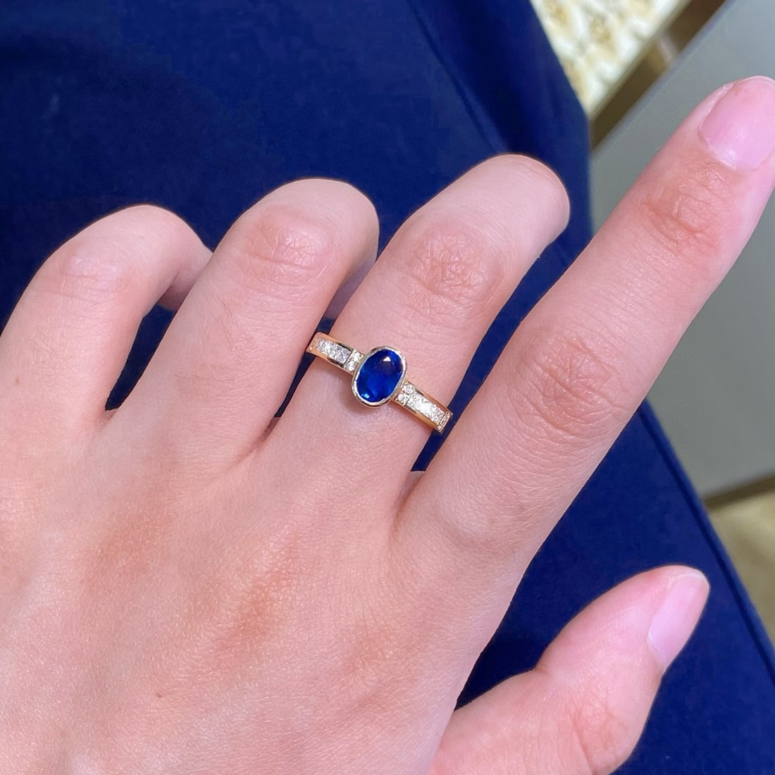 14k Gold 1.55 Ctw Natural Sapphire & Diamond Ring - 3