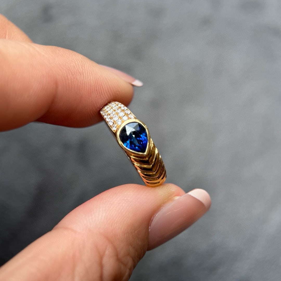 14k Gold 1.33 Ctw Natural Sapphire & Diamond Ring - 2