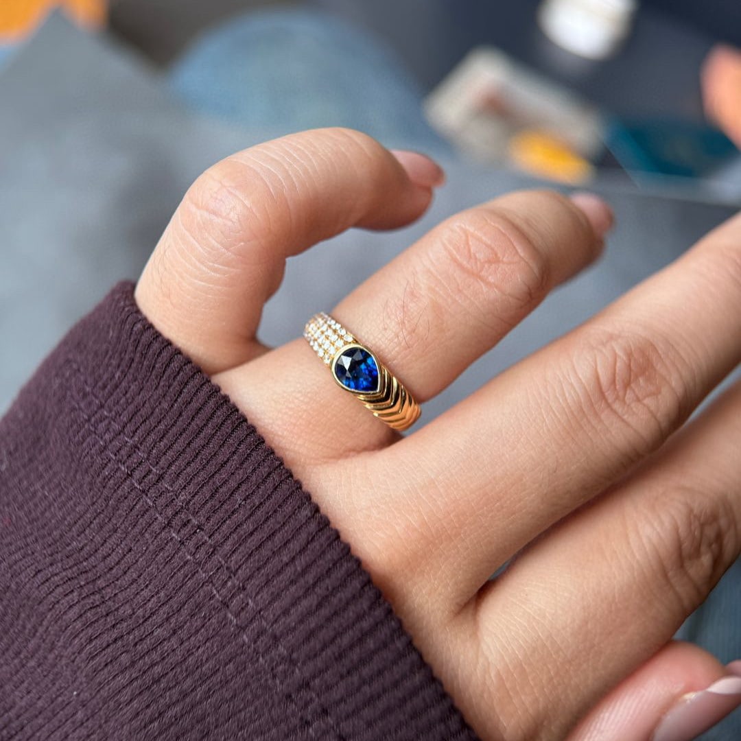 14k Gold 1.33 Ctw Natural Sapphire & Diamond Ring - 3