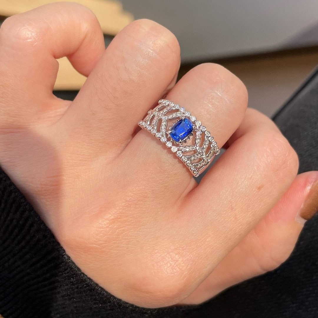 14k Gold 1.09 Ctw Natural Sapphire & Diamond Ring - 4