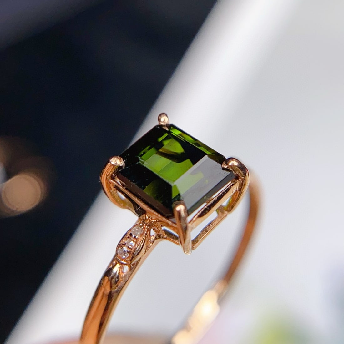 14k Gold 1.6 Ct Natural Tourmaline & Diamond Ring - 2