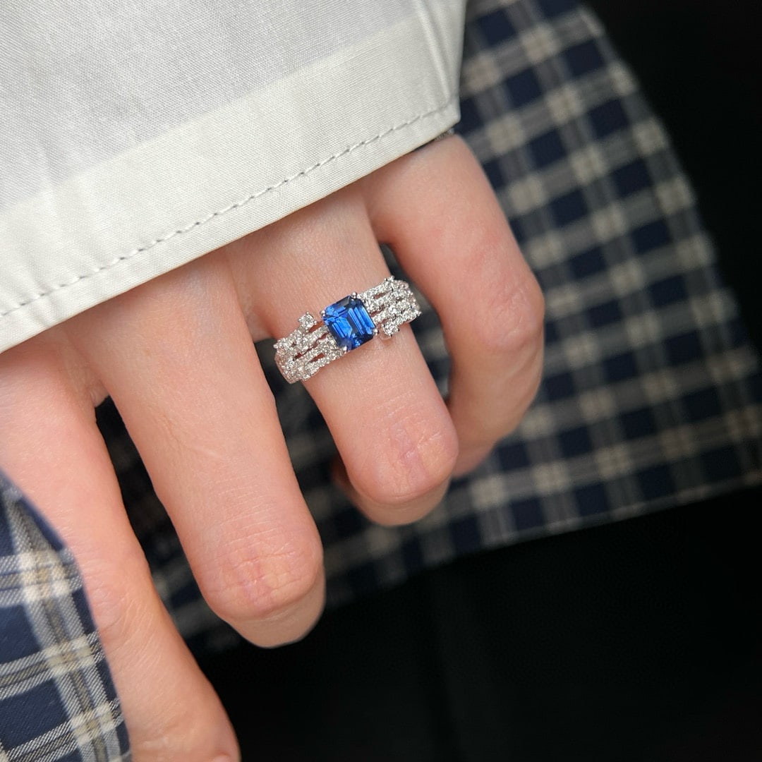 14k Gold 1.56 Ctw Natural Sapphire & Diamond Ring - 2