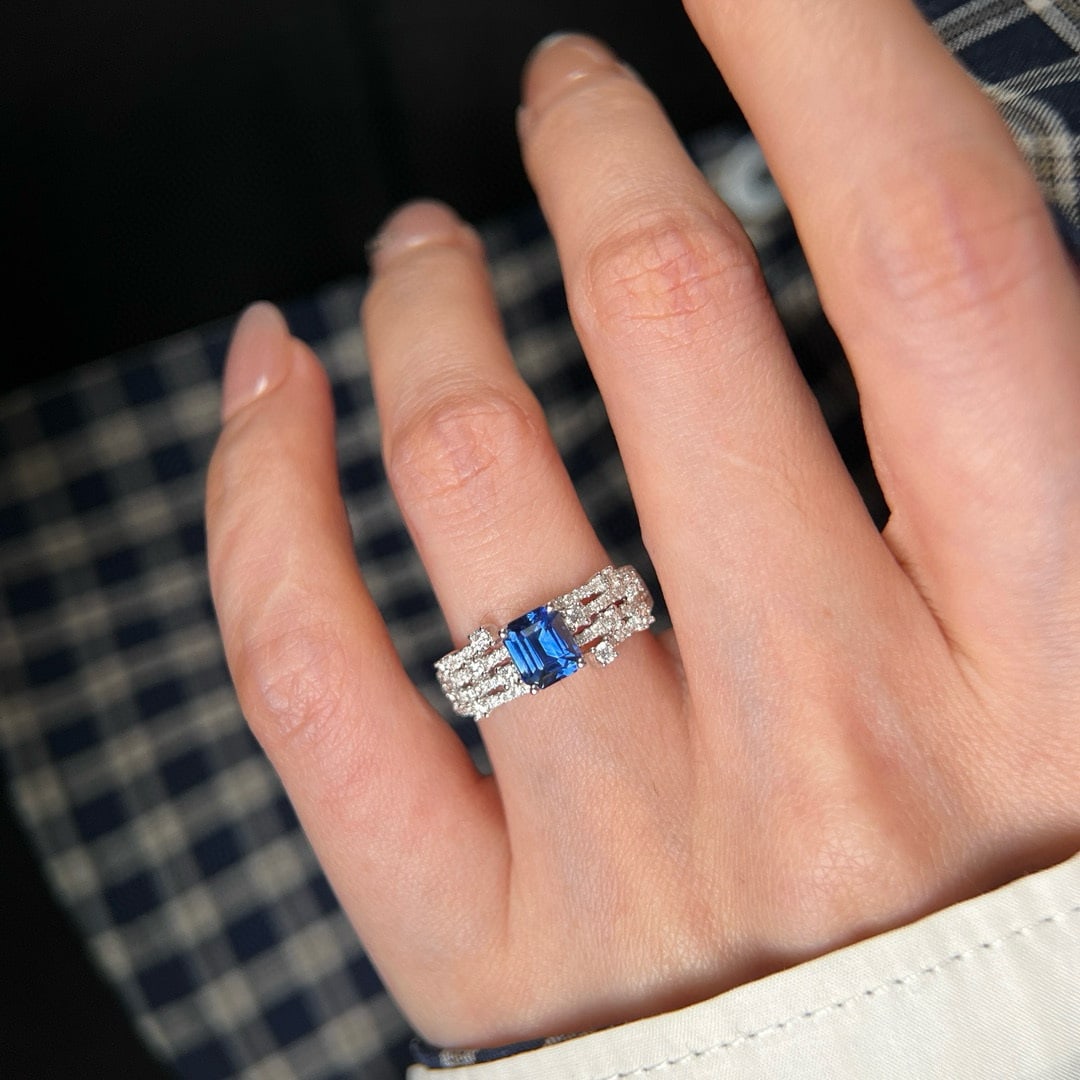 14k Gold 1.56 Ctw Natural Sapphire & Diamond Ring - 3