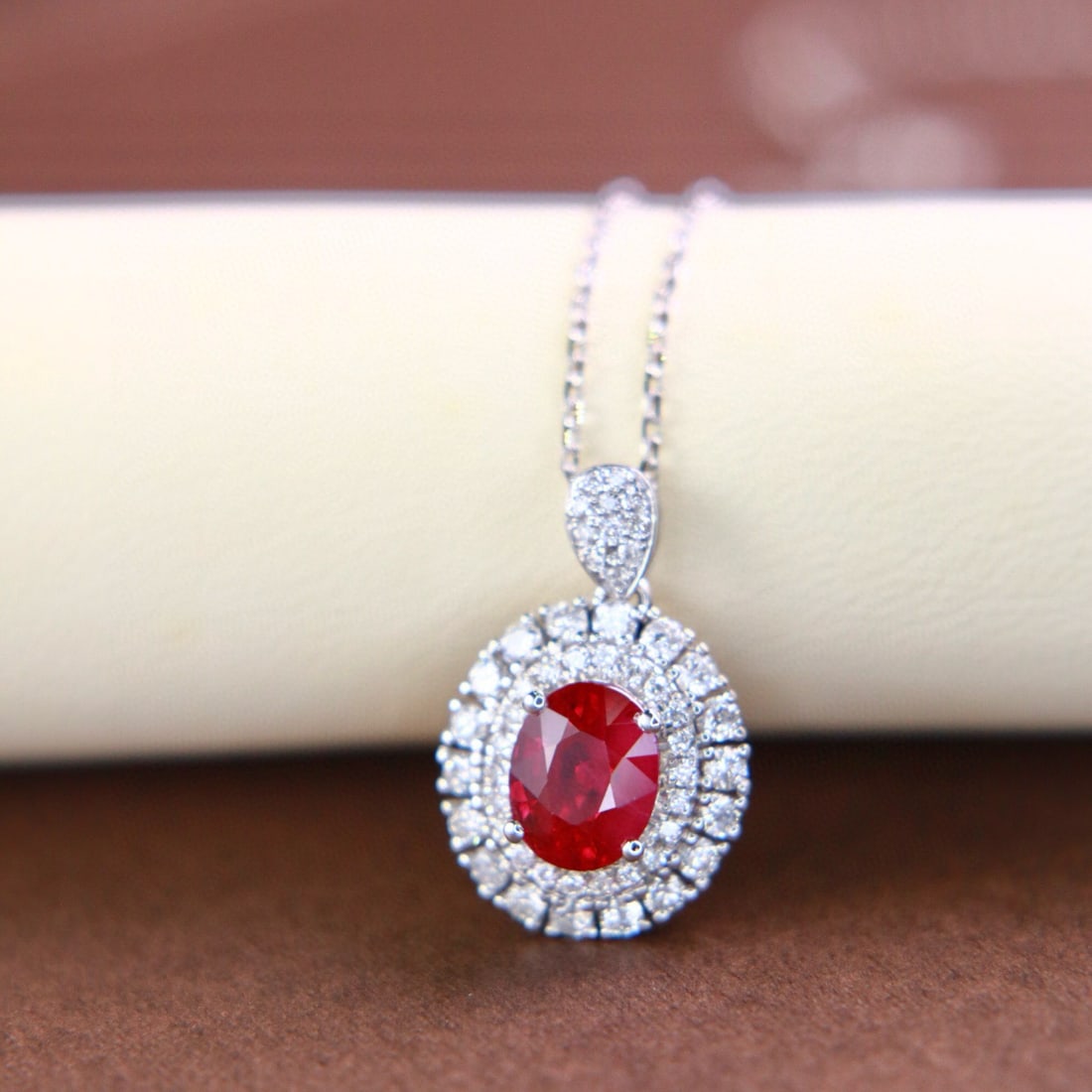 14k Gold 1.36 Ctw Natural Ruby & Diamond Pendant( Without Chain ) - 2