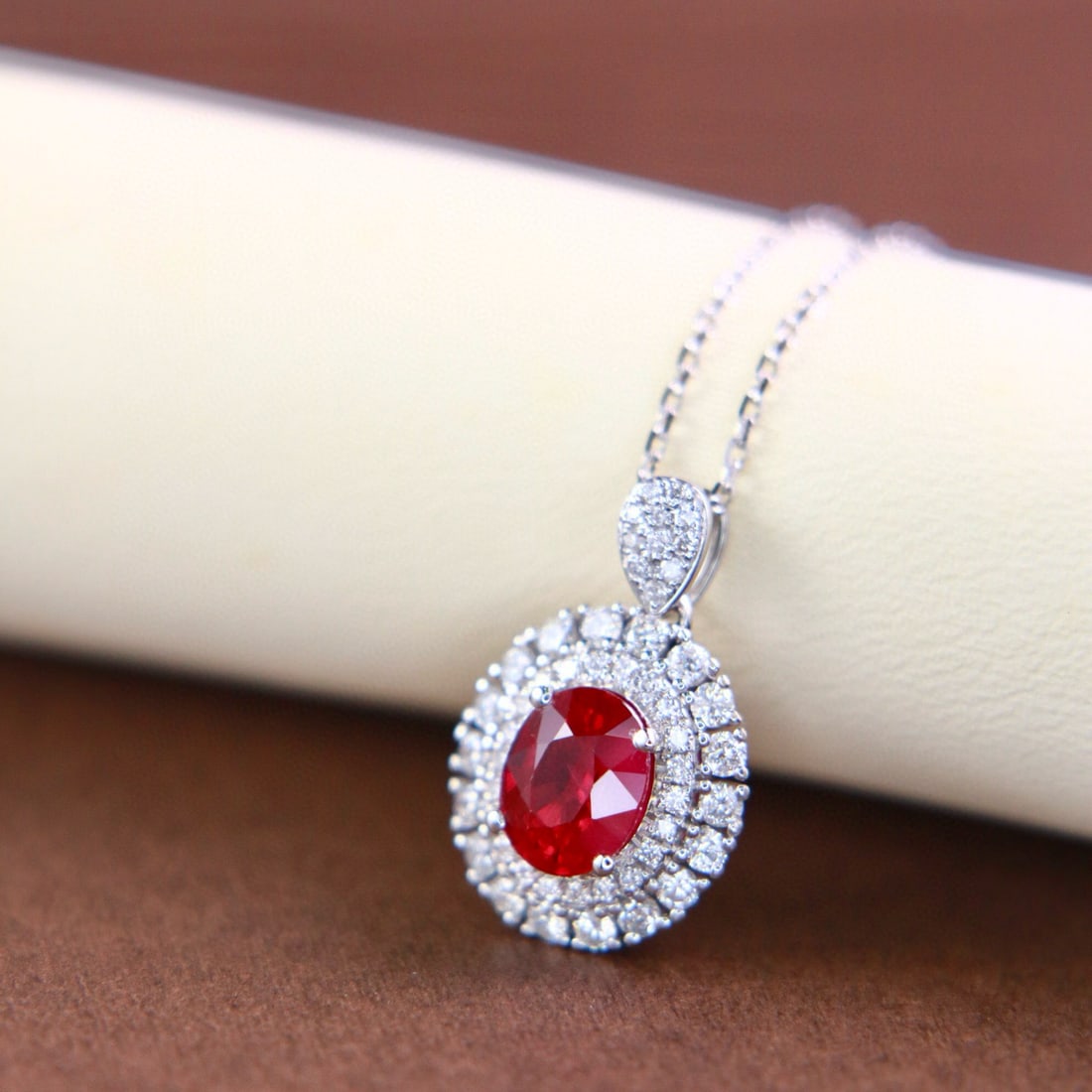 14k Gold 1.36 Ctw Natural Ruby & Diamond Pendant( Without Chain ) - 3