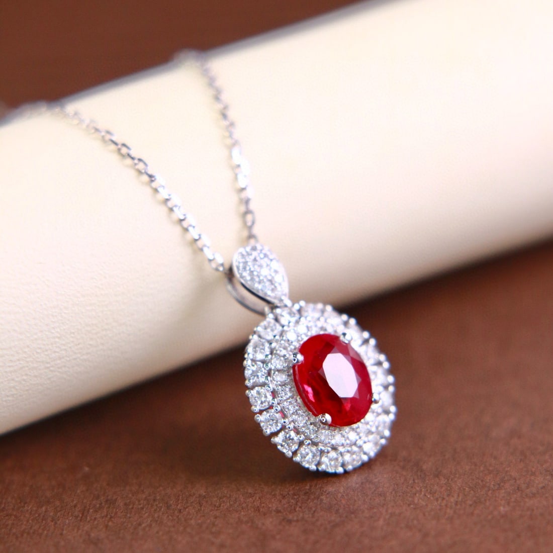 14k Gold 1.36 Ctw Natural Ruby & Diamond Pendant( Without Chain ) - 4