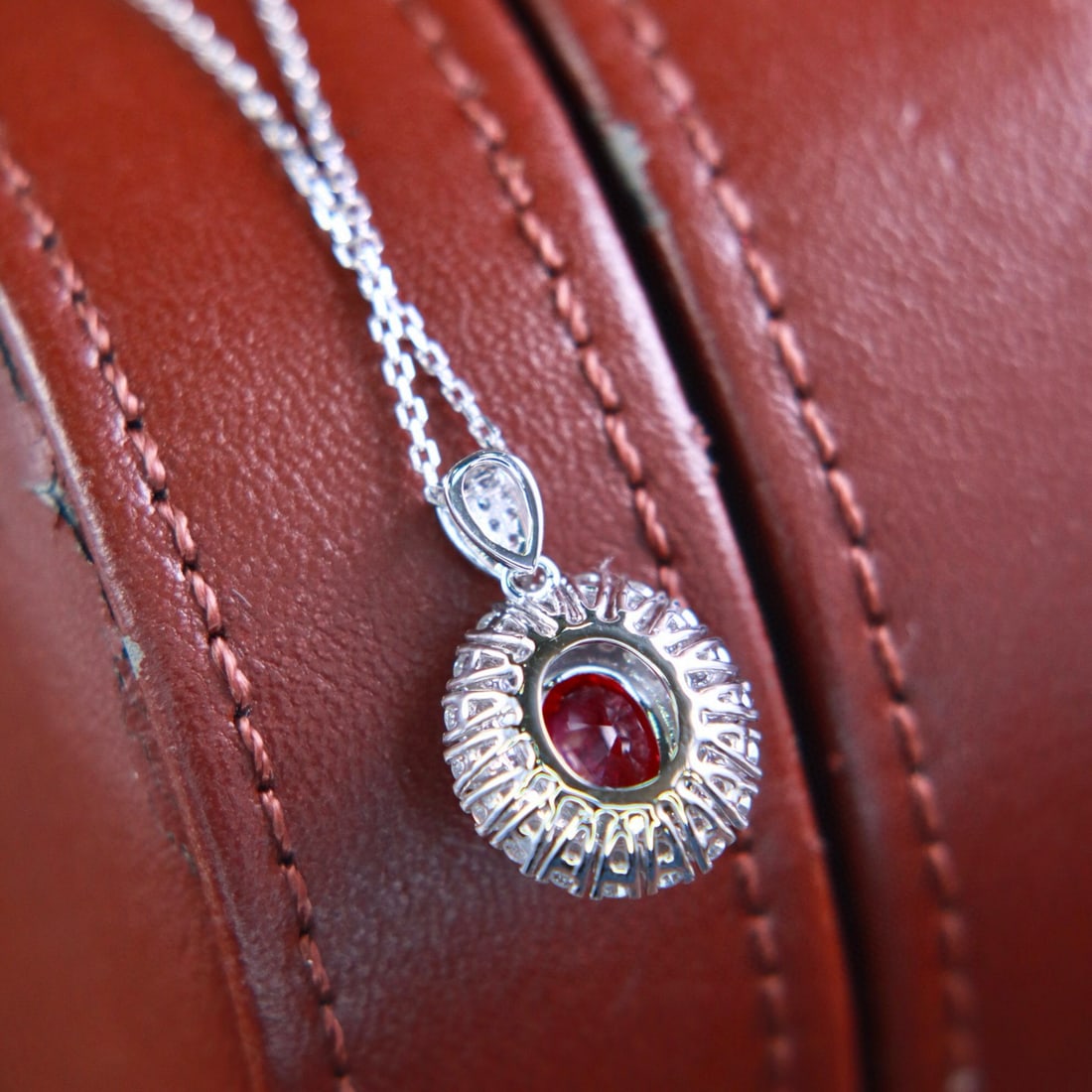 14k Gold 1.36 Ctw Natural Ruby & Diamond Pendant( Without Chain ) - 5