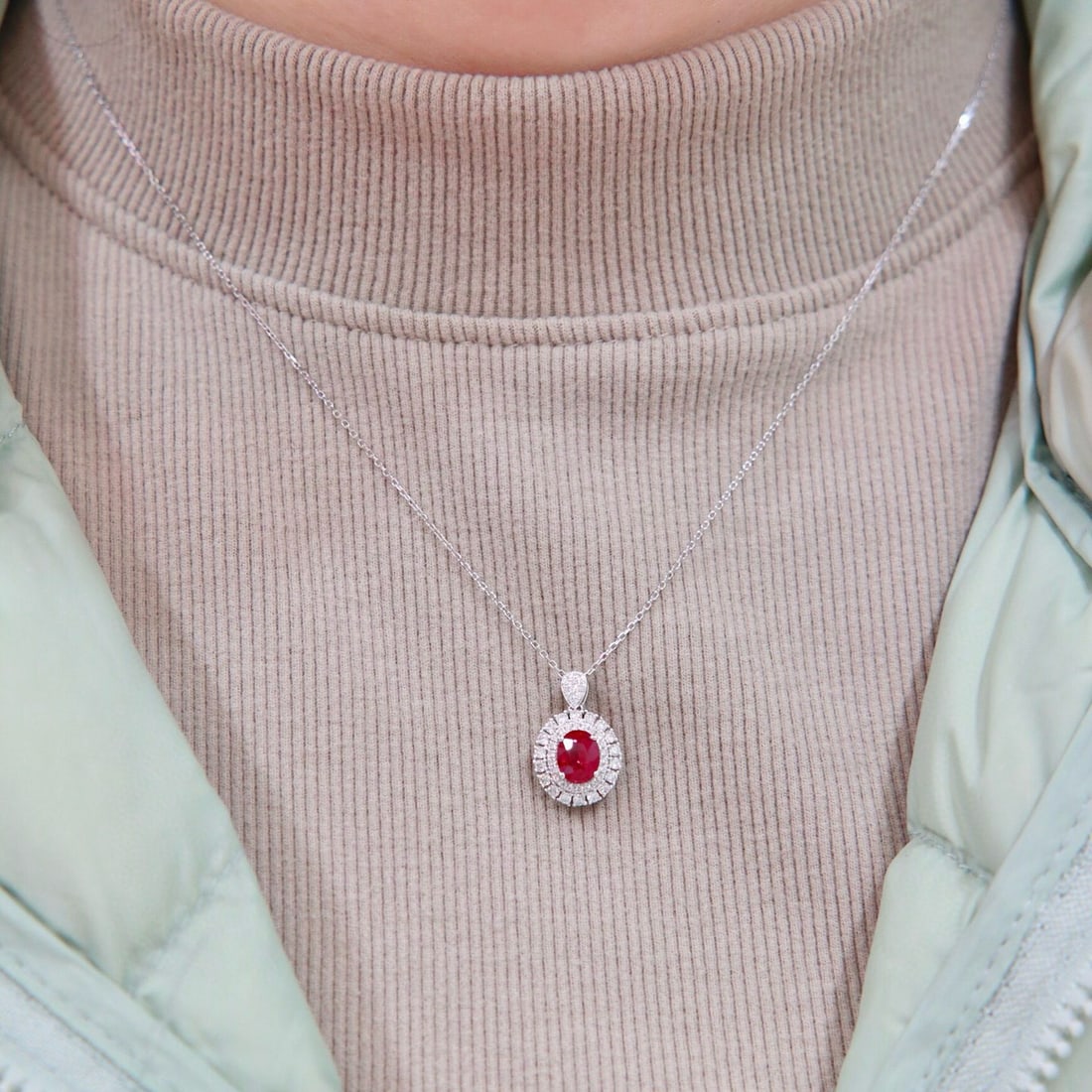 14k Gold 1.36 Ctw Natural Ruby & Diamond Pendant( Without Chain ) - 6