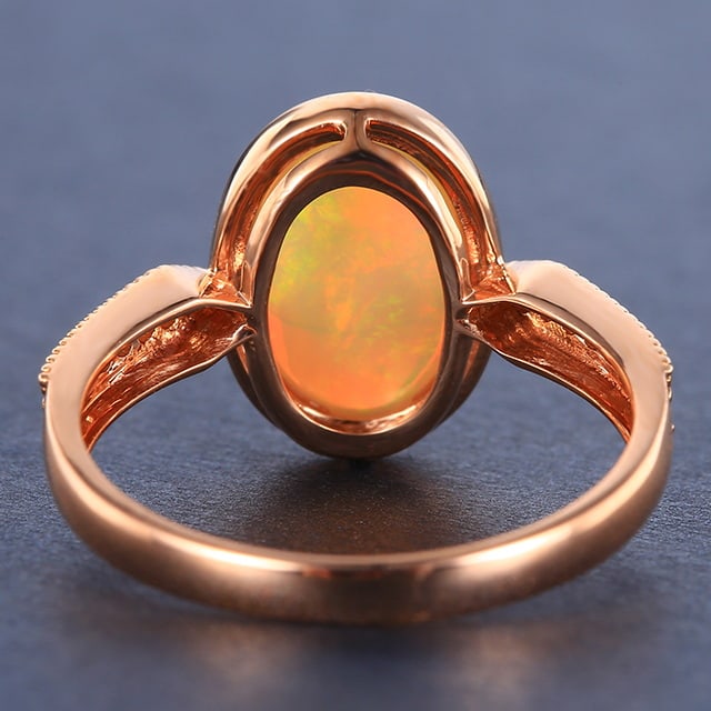 14k Gold 2.39 Ctw Natural Opal & Diamond Ring - 3