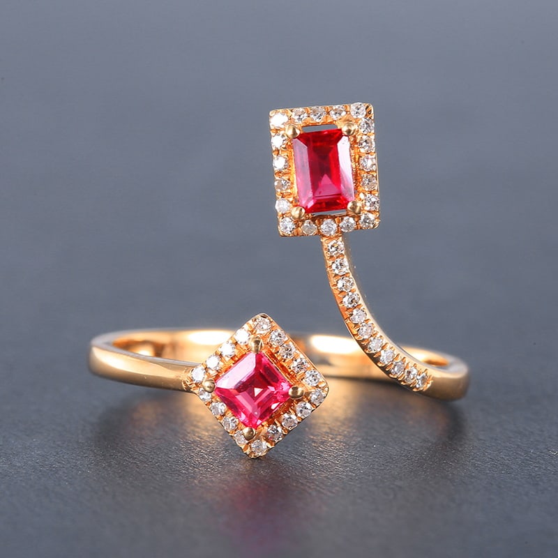 14k Gold 0.74 Ctw Natural Ruby & Diamond Ring (1 of 6)