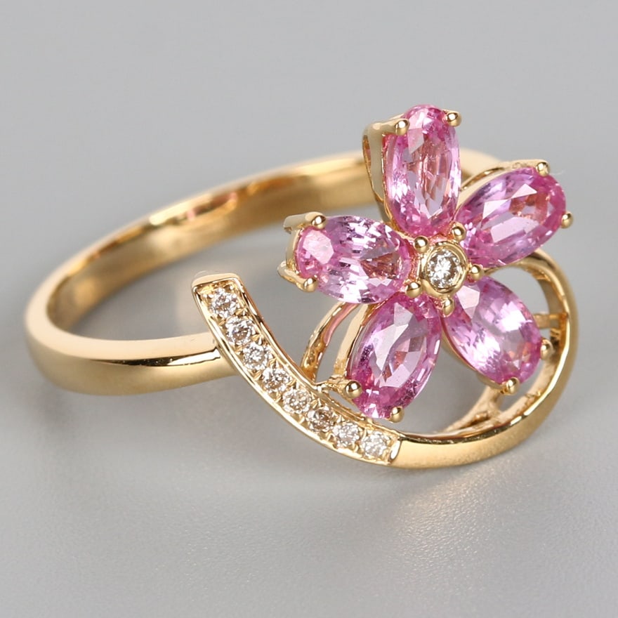 14k Gold 1.45 Ct Natural Sapphire & Diamond Ring - 2