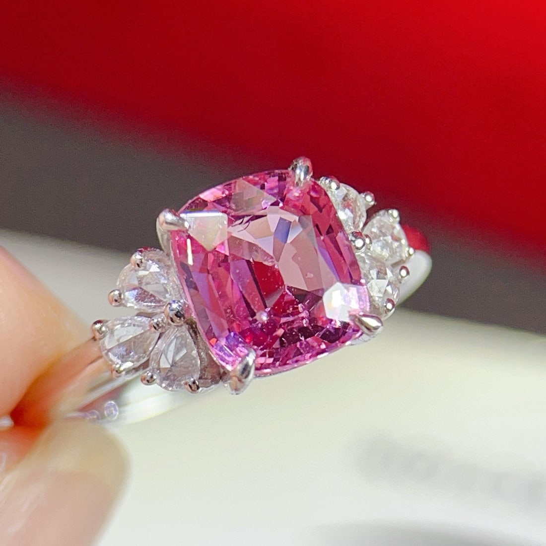 14k Gold 2.04 Ctw Natural Spinel & Diamond Ring - 2