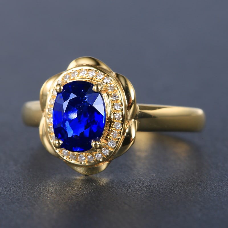 14k Gold 1.28 Ctw Natural Sapphire & Diamond Ring (1 of 5)